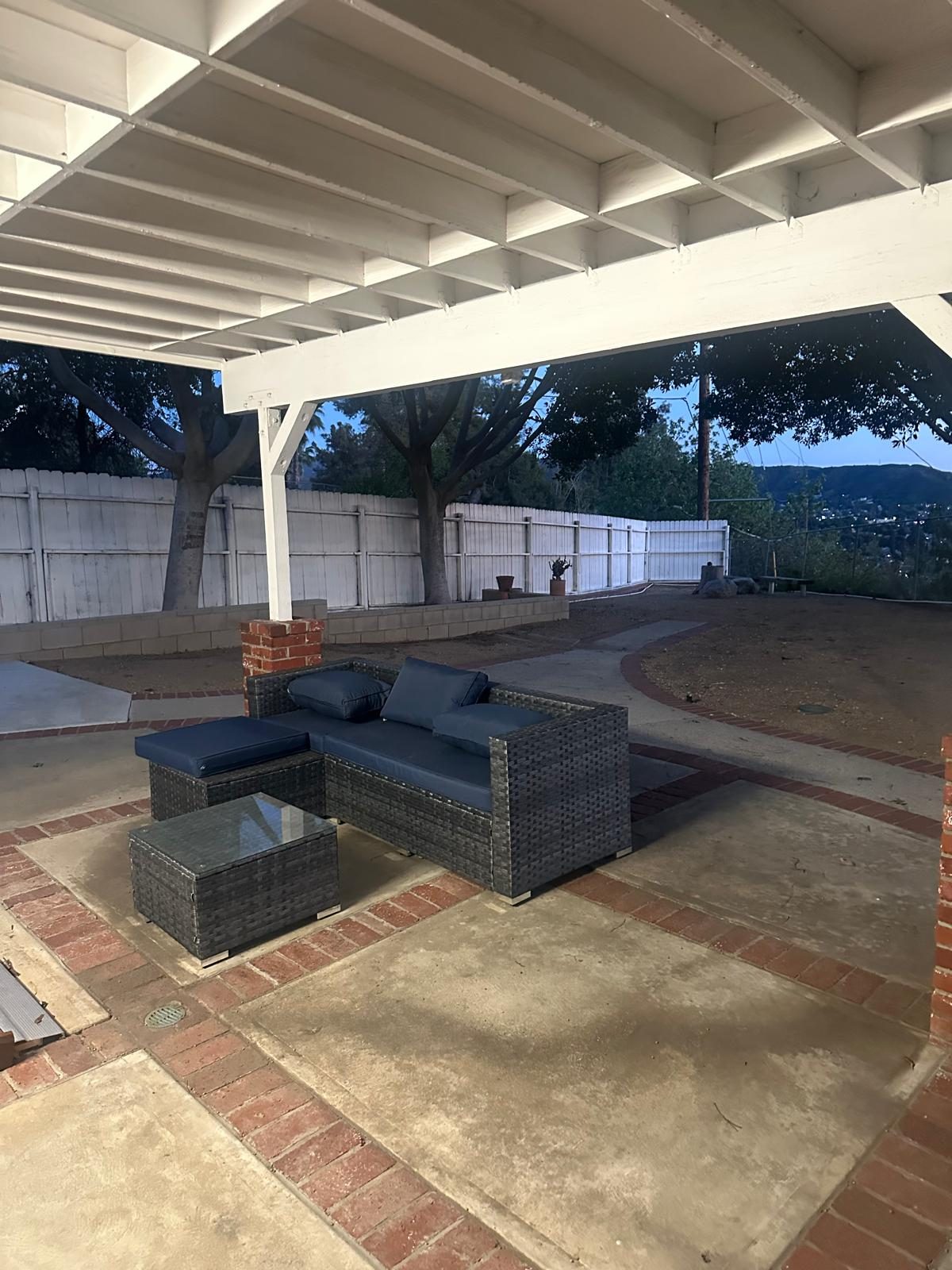 Covered backyard patio at Allure Senior Living in Sunland