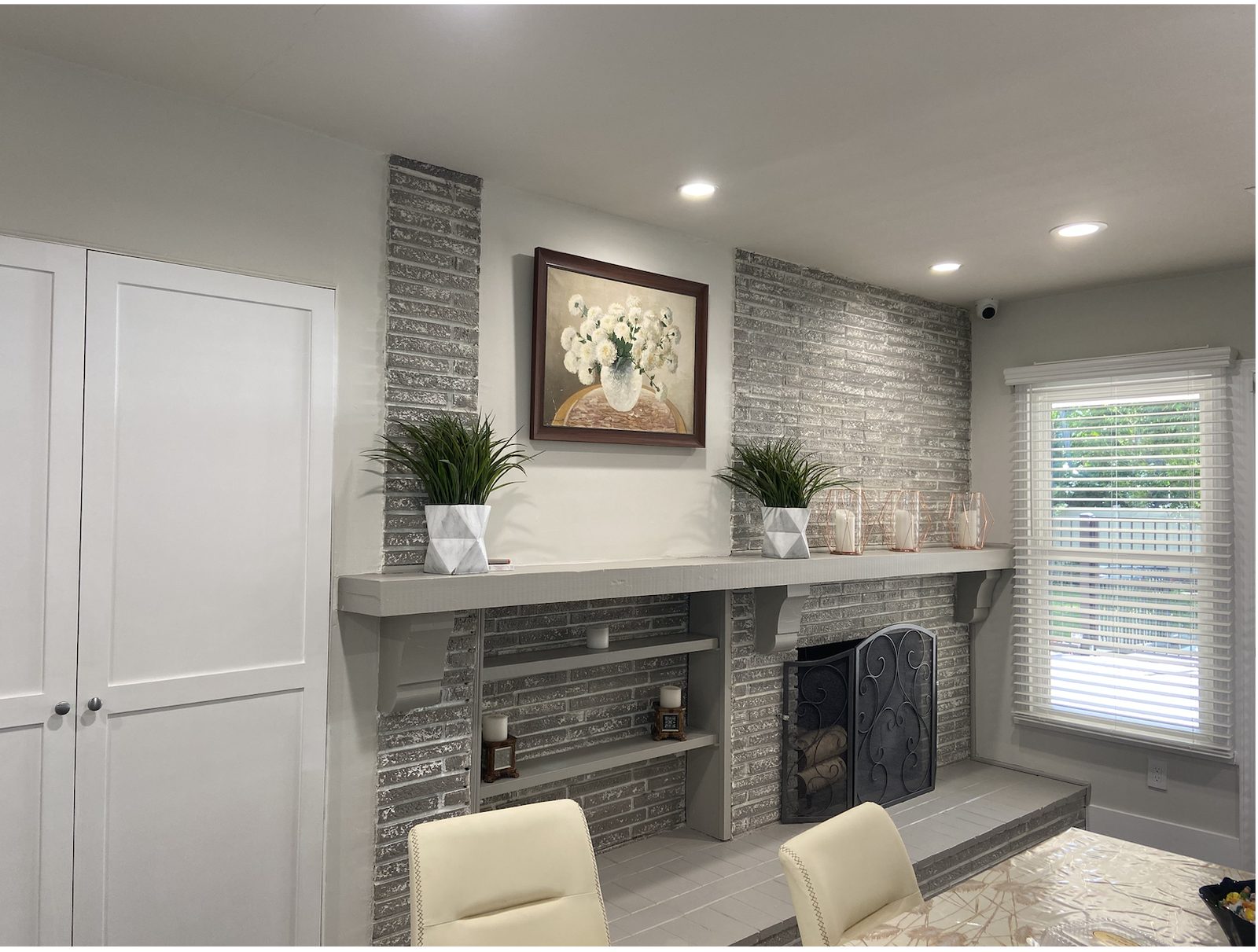 Dining area with fireplace at Loving Care for You in Sherwood Forest